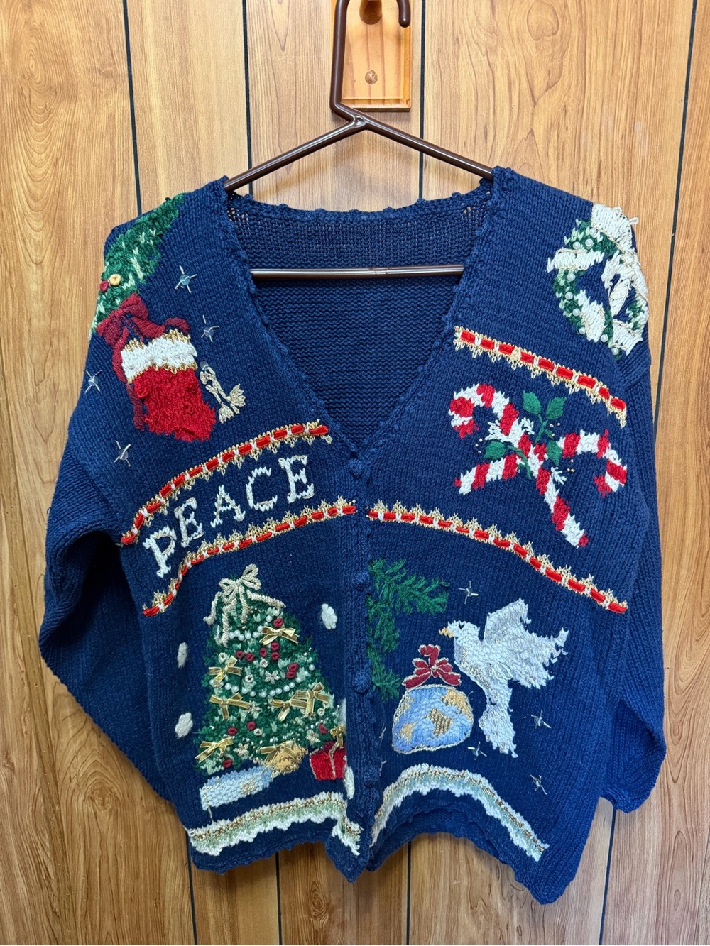 Vintage Blue Holiday Knit Sweater Cardigan